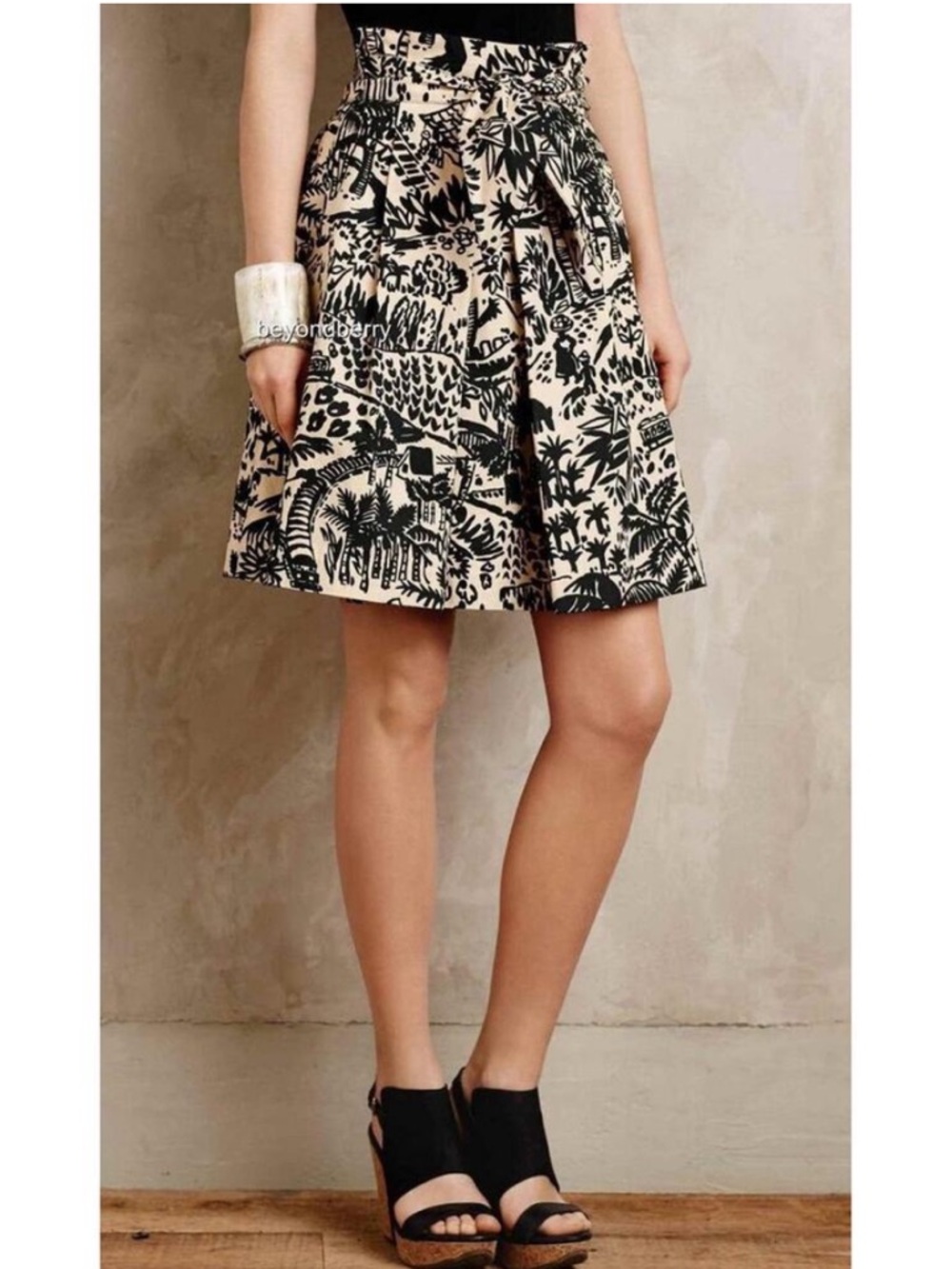 NWT Anthro Corey Lynn Calter Palm Garden Skirt Paperbag Waist 4
